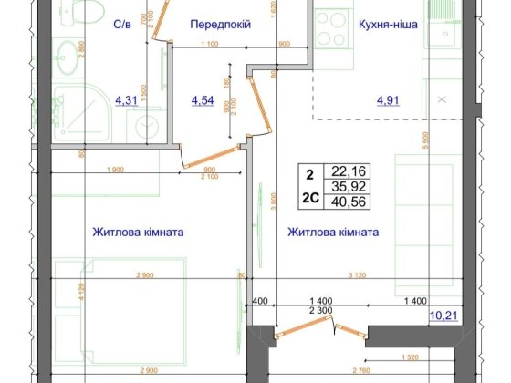 ЖК Атлант 2х кімн квартира смт Коцюбинське Коцюбинское