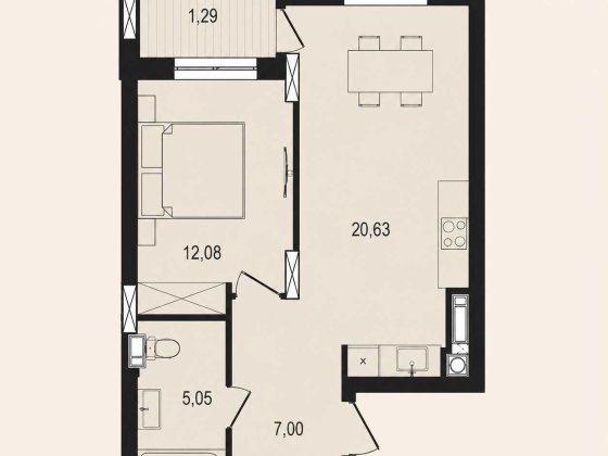 1-кімнатна квартира 46,05 м² від забудовника | ЖК Riviera Residence | Стрий Стрый