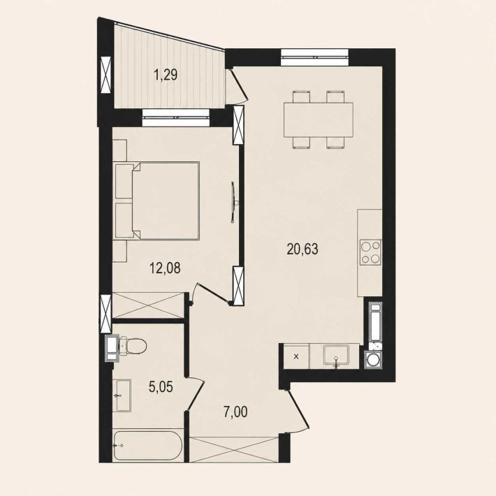 1-кімнатна квартира 46,05 м² від забудовника | ЖК Riviera Residence | Стрий - фото 1