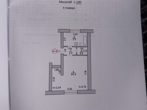 Продаж квартири однокімнатної 36,5кв під капітальний ремонт Шостка