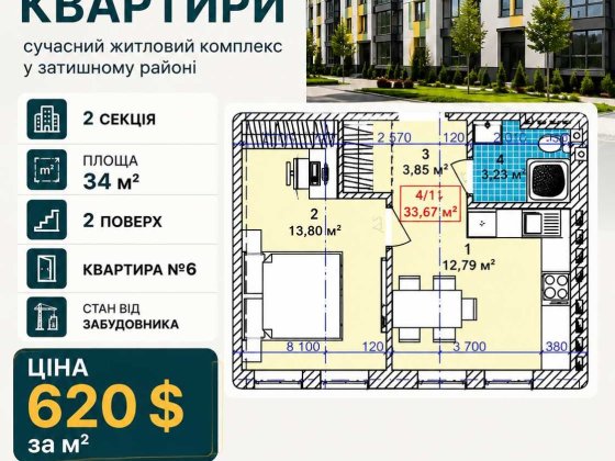 Продаж квартири в ЖК «Акварель» (Чукалівка) Чукаловка