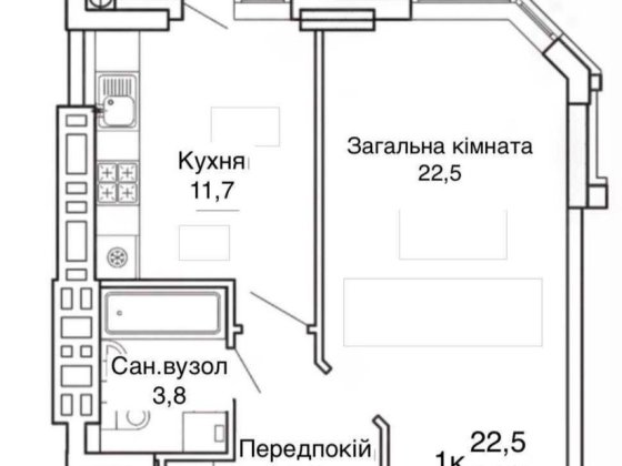 Продаж 1-кімн.квартири с. Святопетріаське Святопетровское