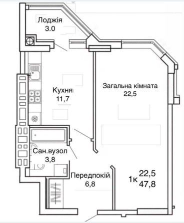 Продаж 1-кімн.квартири с. Святопетріаське - фото 1