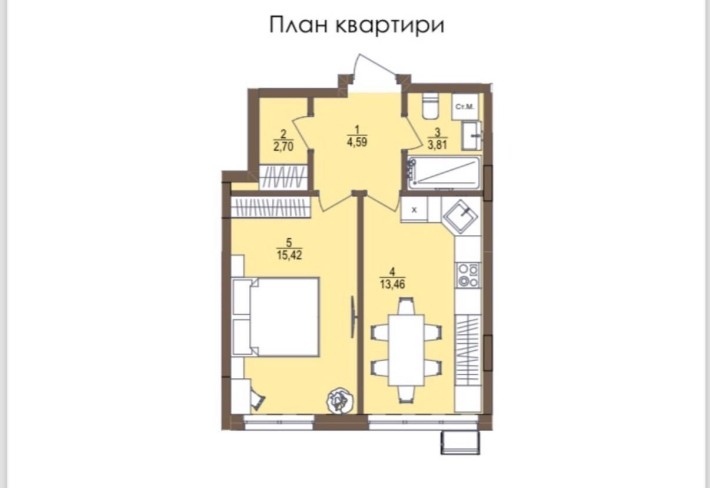 Продаж квартири 39.98кв м ЖК Смарт Резиденс - фото 1