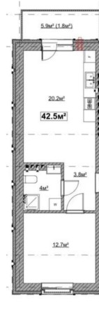 Продаж 1-к, Рудно , Етап Будівництва , 2/3 , 43/20/23м2 , 57499 $ - фото 1