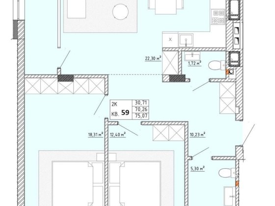 Продаж 2х кімнатної квартири, вул.Відродження Пустомити