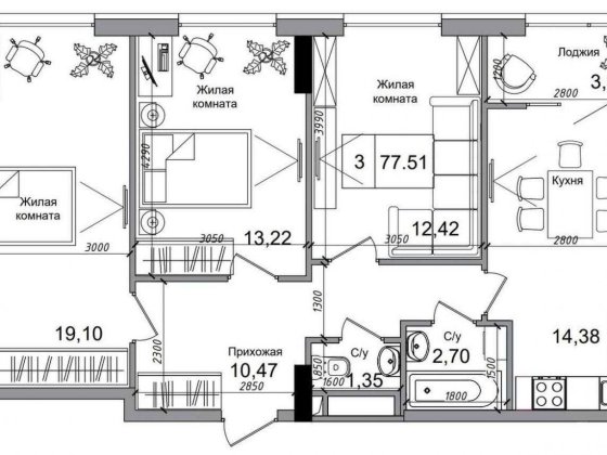 Продажа 3-ком. квартиры в ЖК «Артвилль», дом 4. 1A5 Авангард