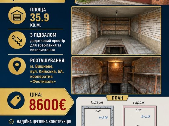 Гараж в кооперативі "Фестиваль" Вишневе