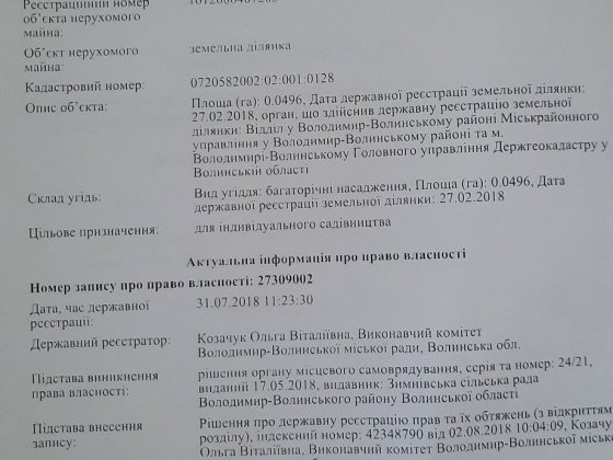 Земельна ділянка дачний масив "Сонячний" Владимир