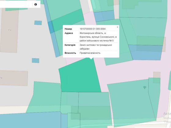 Земельна ділянка Коростень