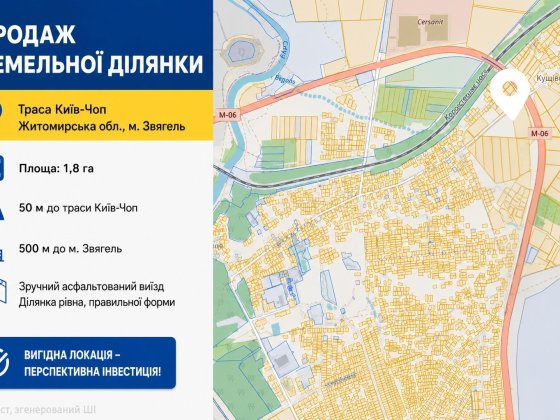 Земельна ділянка траса Київ-Чоп Звягель
