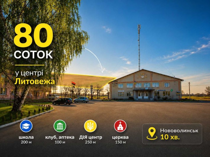 Земельні ділянки за 16 000 $ | 80соток в центрі села - фото 1