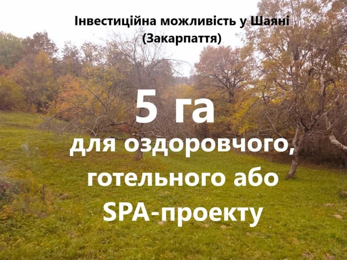 5 га у Шаяні під готель, SPA, оздоровчий комплекс або котеджі. Комерційна ділянка Шаян, Закарпаття - фото 1