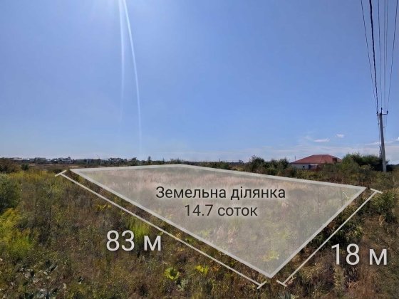 Ділянка у Крихівцях, 14,7 сотих. 18м - 83 м, біля с.т. Керамік, електрика біля ділянки _RR Криховцы