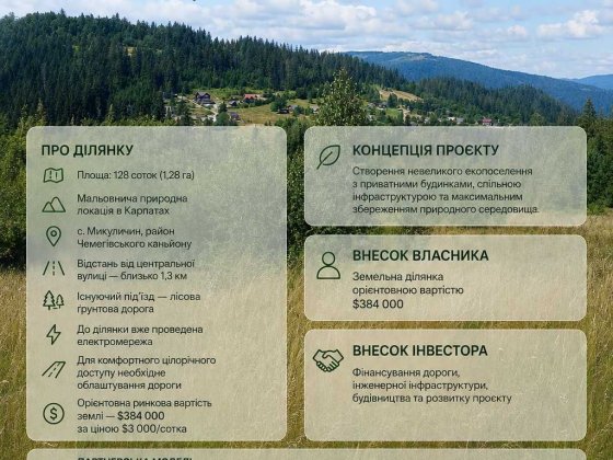 Екопоселення в Карпатах - 128 соток у Микуличині Микуличин