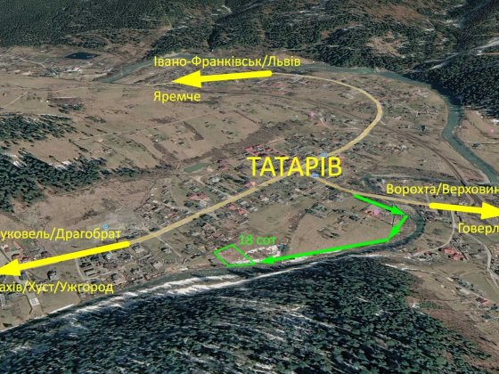 Ділянка 18 сот - берег гірської річки в центрі Татарова Татарів