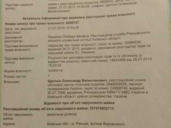 Земельна ділянка Ржищів