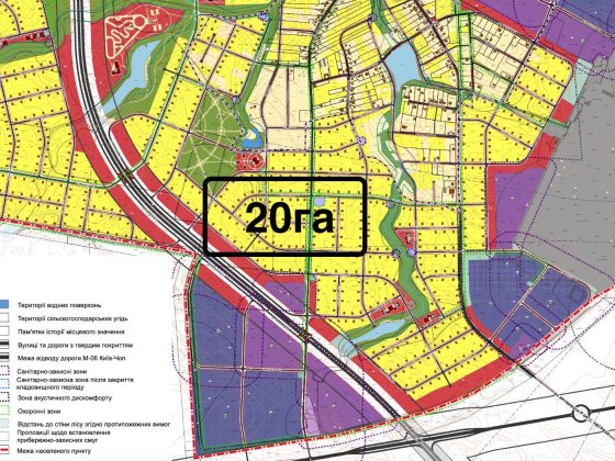 Житомирська траса село Бузова 20га під котеджі 250 у.о. Бузова