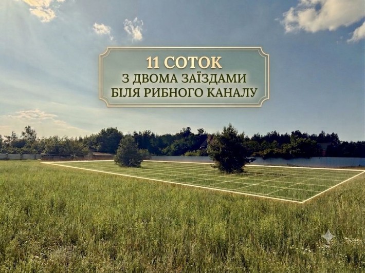 Ділянка з двома заїздами та двома соснами біля рибного каналу поряд київське водосховище - фото 1