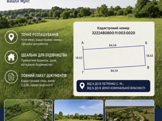 Продаж ділянки с. Бузова вул.Садова Любимовка