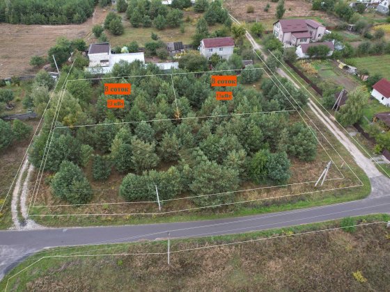 Малютянка продаж ділянки 8 соток + 13 кВт світла заведено Малютянка