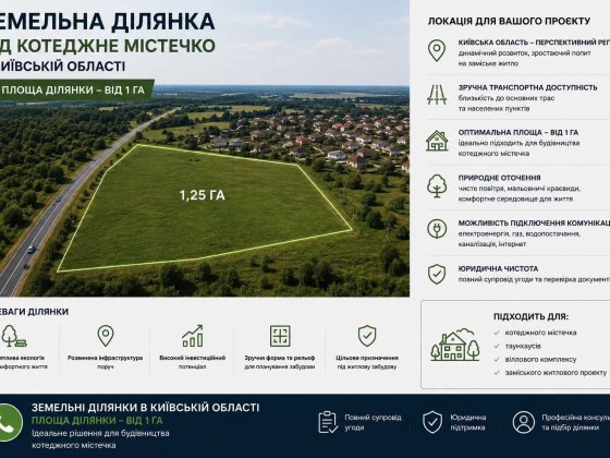 Продаж земельної ділянки під котеджне містечко в Київській області Новые Безрадичи