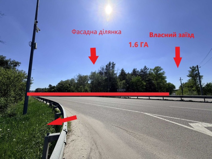 фасадна ділянка 1.6 гр. Траса з власним заїздом. Обухівська траса - фото 1