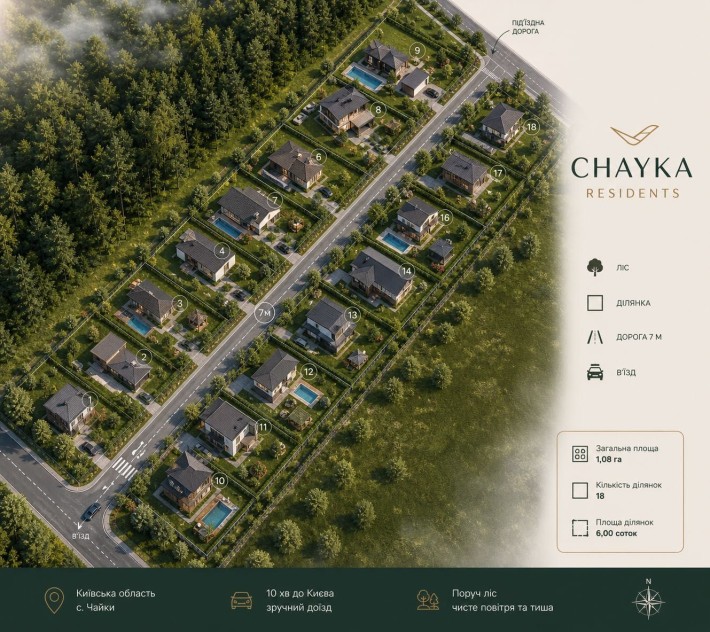 Продаж ділянки під забудову 110 соток в с.Чайки - фото 1