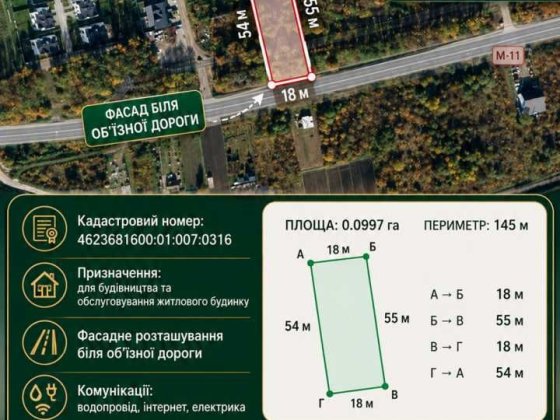 Продаж фасадної ділянки під забудову 10 сот біля Львова с. Зимна Вода Зимна Вода