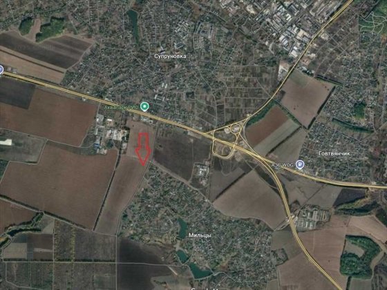 Земельна ділянка 3,8 га, Супрунівка, 500 м від траси Київ–Харків Супрунівка