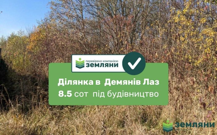 Продається земельна ділянка 8.5 сот в урочище Демянів Лаз (8) - фото 1