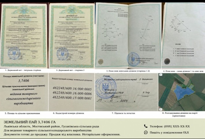 Продам земельний пай 3,7406 га, Львівська область, Мостиський район - фото 1
