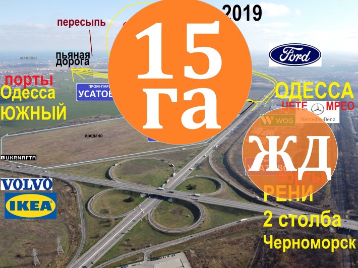 15 Га. ЖД ветка. Промпарк Усатово (Одесса, Клеверный, Два столба) - фото 1