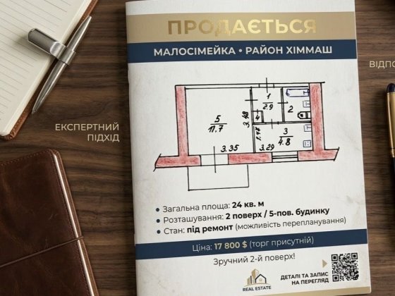 Продаж 1-но кімнатноі (малосімейка) Коростень