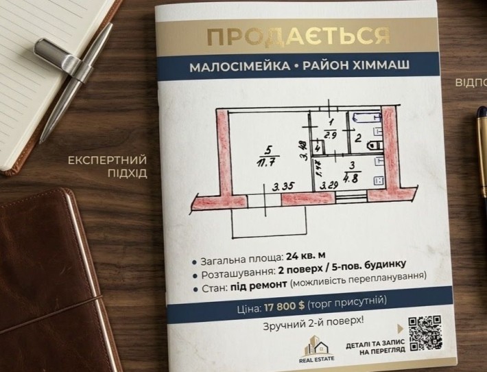Продаж 1-но кімнатноі (малосімейка) - фото 1