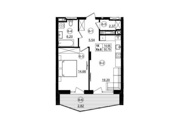50.79 m2, 1-кім квартира, Riviera Residence, Стрий Стрий