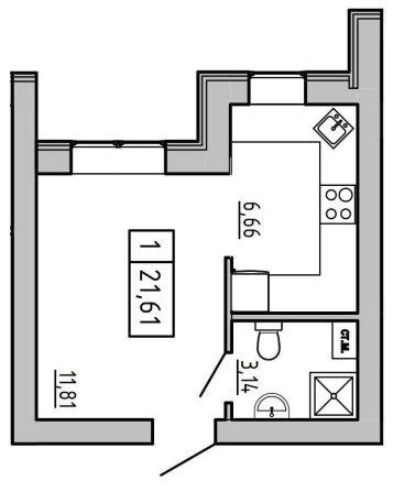 1-КІМНАТНА КВАРТИРА 21,64 м² У ЖК «КЕКС» | ВІД ВЛАСНИКА  Авангард, Одеська область - фото 1