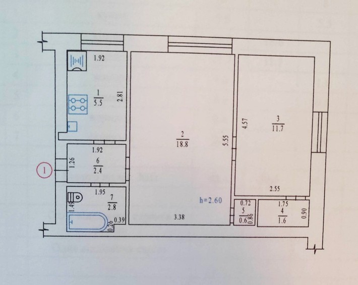2-кімнатна квартира 43,4 м² у м.Карлівка - фото 1