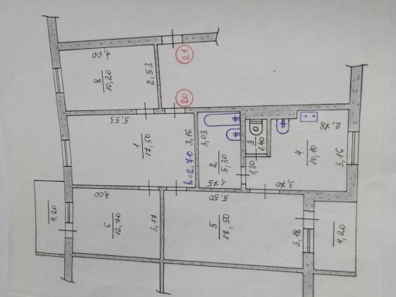 Продам 3-х кімн. квартиру 78,10 кв.м в Васищеве, Харківський р-н, 3-й поверх Васищево