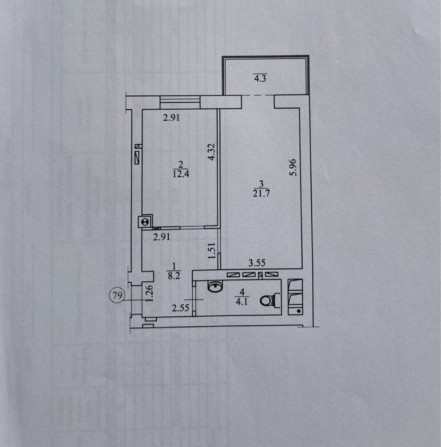 Продаж великої 1к квартири 50м2, газ, бомбосховище - фото 1