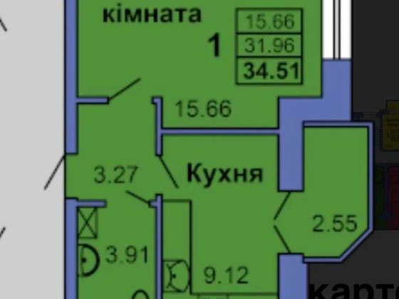 Продаж 1 кім квартири після будівельників, 34 м2 Цегла Новобуд Індив опал Сади-1 №19706 Полтава