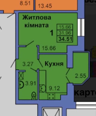 Продаж 1 кім квартири після будівельників, 34 м2 Цегла Новобуд Індив опал Сади-1 №19706 - фото 1