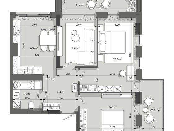 3 кімнатна квартира ЖК Lennona Residents вул Ленона Львів Шевченківський район Збоїща Ленона резіден Львов