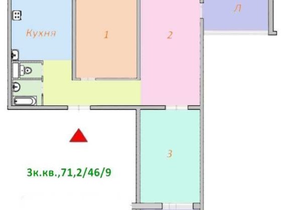 Без комиссии. Центр. Большая 3-к. квартира, пр.Центральный/3 Слободская, 8 этаж, свободна Николаев
