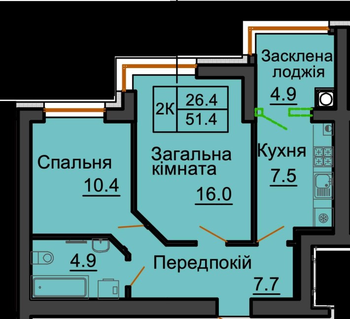 2к квартиру 51.4 м"2 на будівництві ЖК  Софія Роял.СТАРТ ПРОДАЖУ! - фото 1