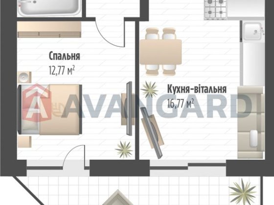 1-кімнатна квартира з великою терасою в ЖК Soul Park | 49,97 м² Львов