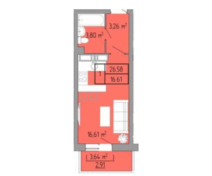 Продажа смарта в ЖК Акварель -3 до центра 15 мин. пешком - фото 1