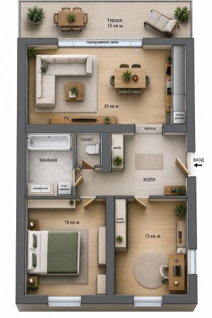 Будинок 85 кв м з терасою,3 кімнати, 2 паркомісця - фото 1