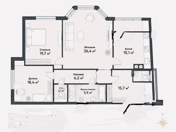 Продаж 3к квартира 125 м2 у центрі біля метро Олімпійська без ремонту низький поверх 2006 рік побудо Киев