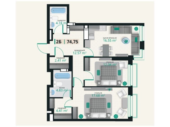Продаж 2к з прямим видом на Дніпро в ЖК Edeldorf Hills - фото 1